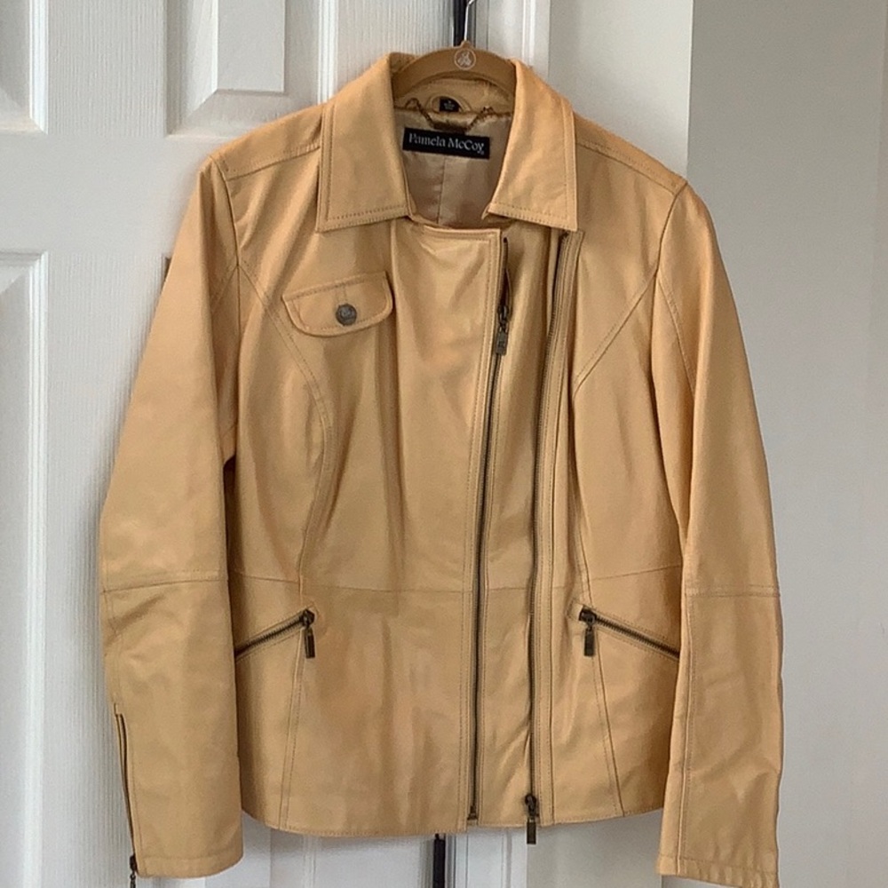 Pamela McCoy leather moto jacket size Medium